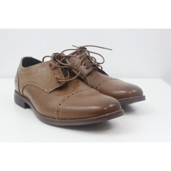 Rockport Men Shoes Style Purpose Cap Toe Oxford M77066 Leather Brown Sz 9.5 W - Picture 1 of 16